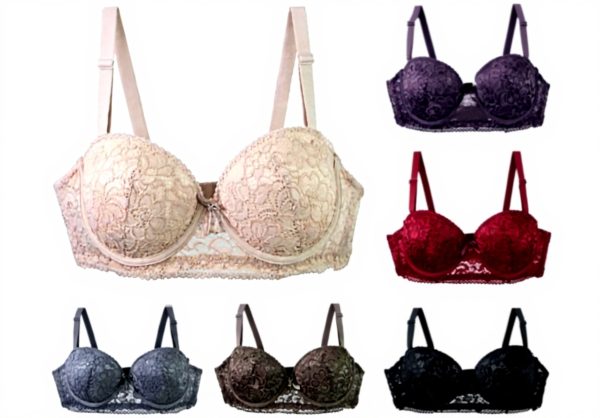 Soutien-gorge push-up armatures microfibre douce dentelle