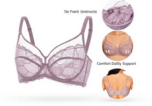 DOBREVA Soutien Gorge Transparent Dentelle Minimiseur Femme