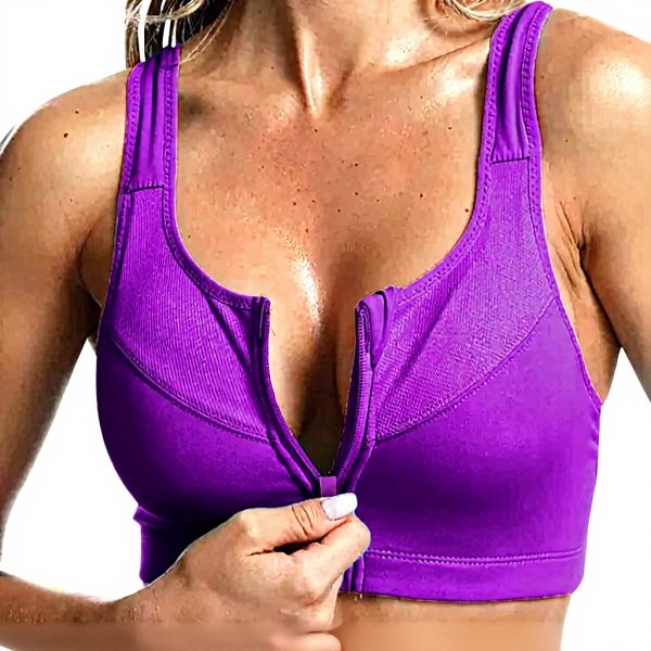 Soutien-gorge de sport zippé devant femme soutien élevé sans