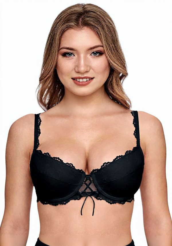 Susa Soutien-Gorge Femme Dentelle Push-Up Classique Noir