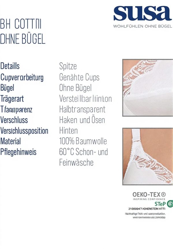 Susa Soutien-Gorge Femme Coton Doux Lingerie Confortable