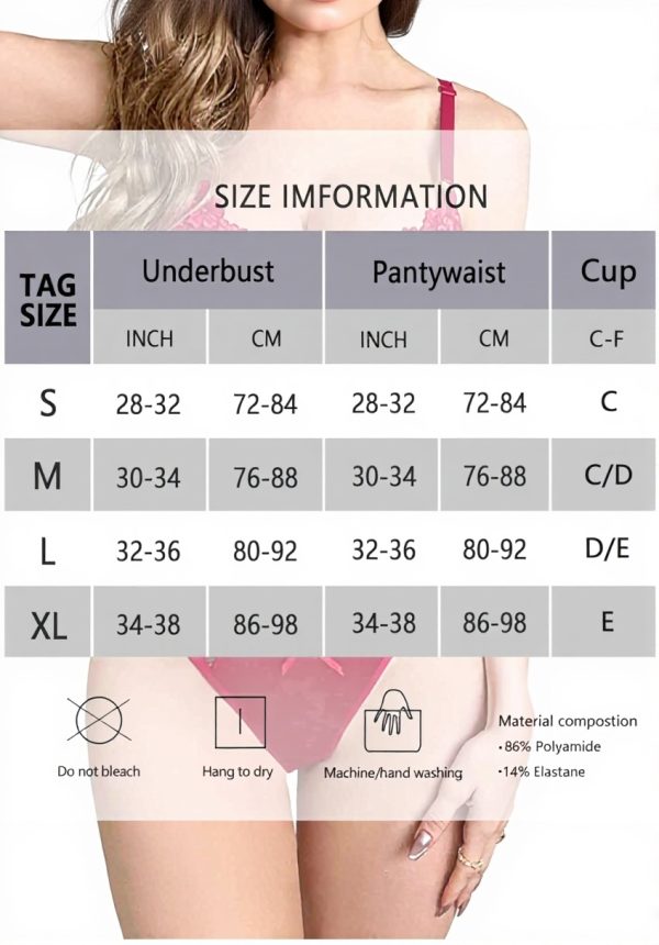 Ensemble lingerie dentelle YCAngela soutien-gorge push-up