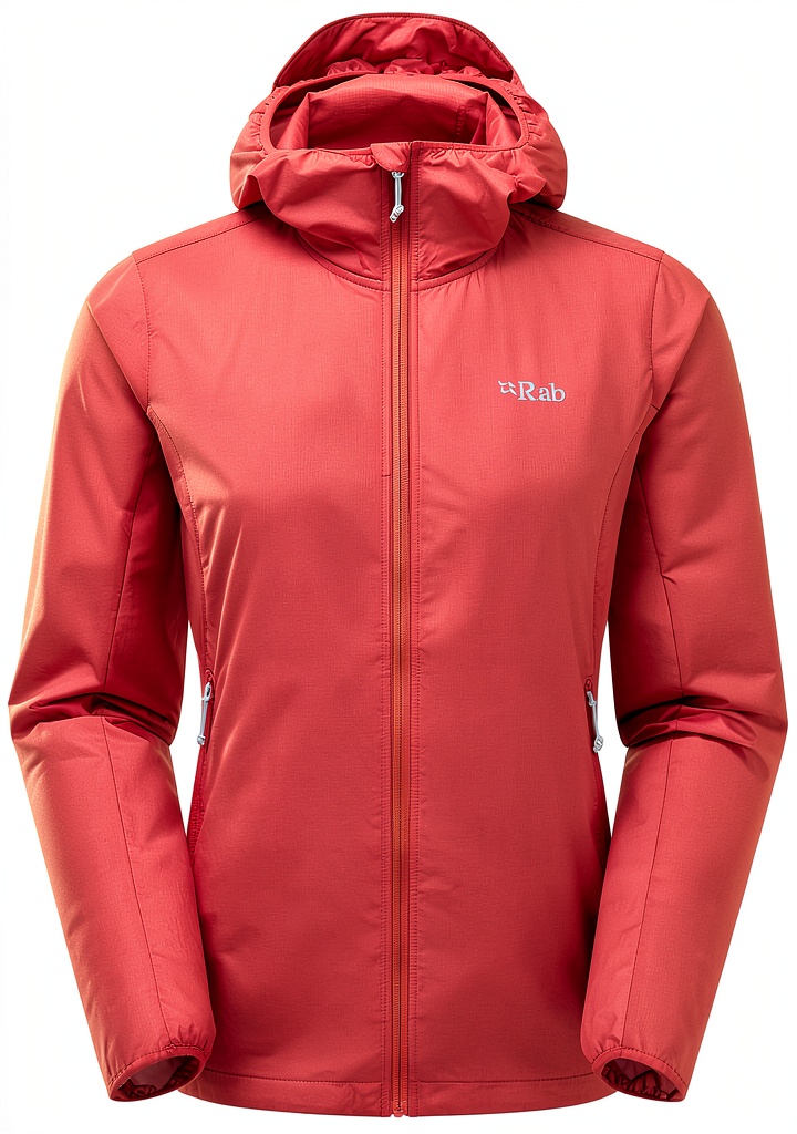 Femme portant la veste softshell Rab lors d'une randonnée en montagne
