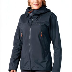 Veste randonnée femme Rab imperméable fermeture éclair bleu-0