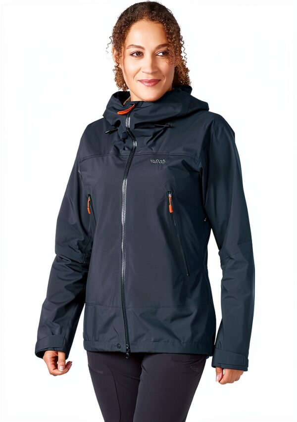 Veste randonnée femme Rab imperméable fermeture éclair bleu-0
