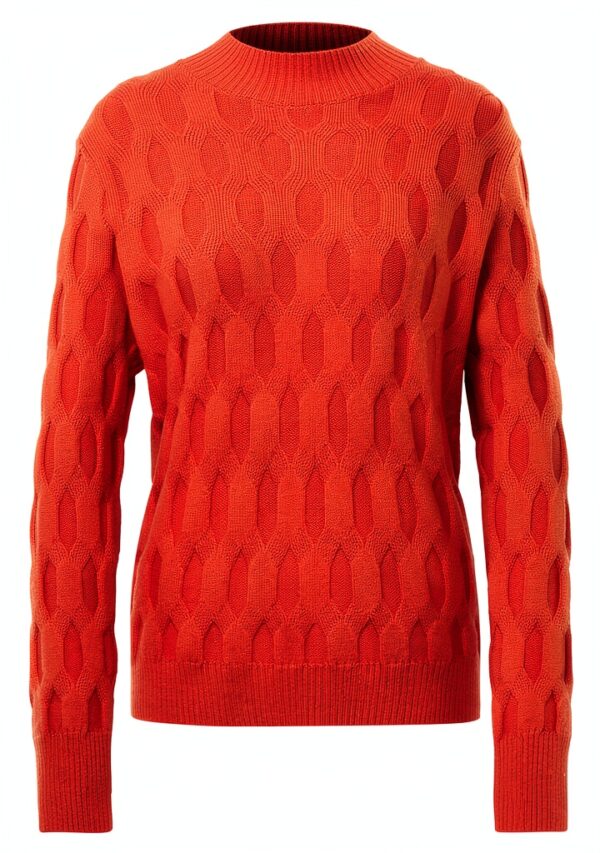 Pull Rabe Femme Orange Torsadé Coton Viscose Taille 46-1