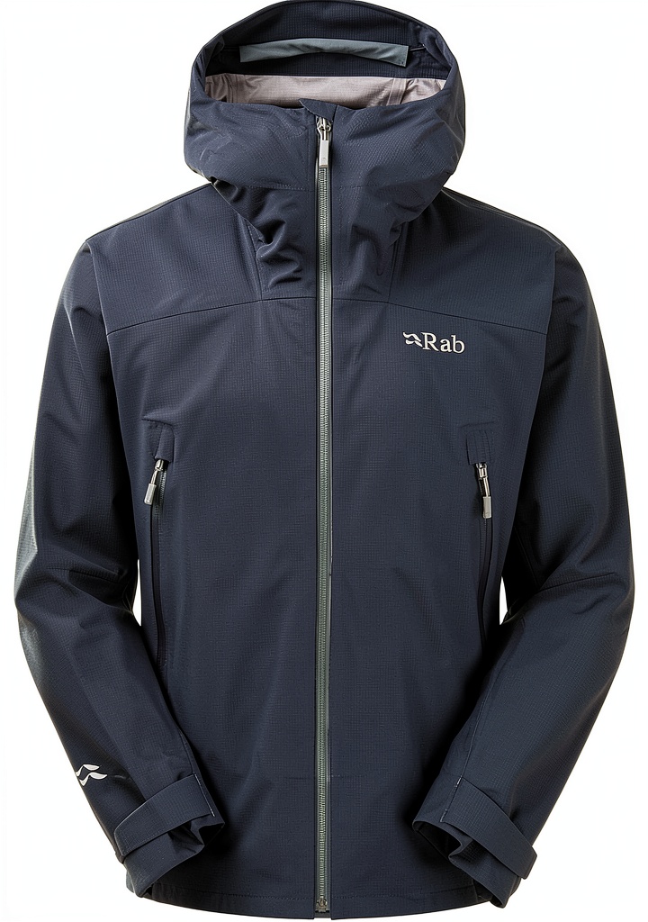 Veste Rab portée en randonnée montagneuse