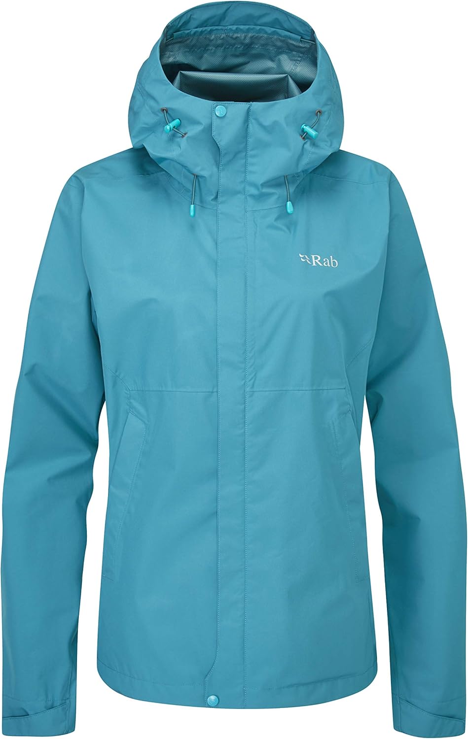 Veste de pluie Rab femme portée en randonnée