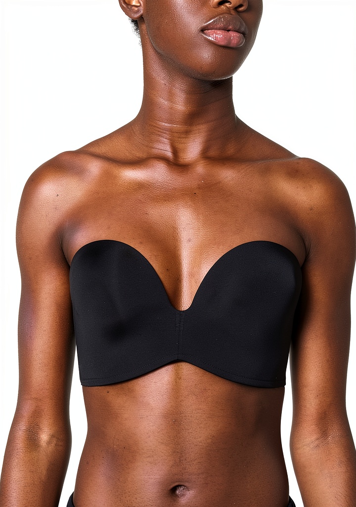 Wonderbra Ultimate Strapless porté avec une robe décolletée