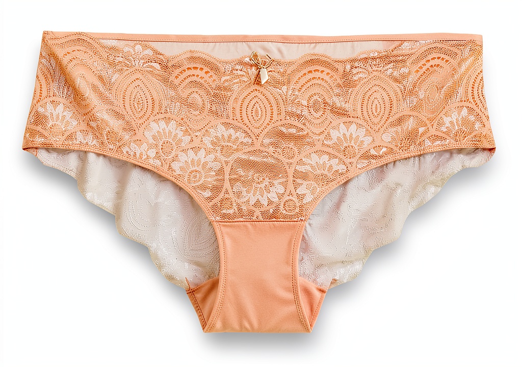 Shorty Wonderbra crème perle posé sur un plan de travail en bois, montrant la dentelle et le bord festonné invisibles