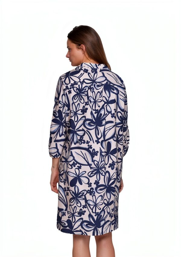 Robe chemisier floral coton femme coupe large manches 3/4-7