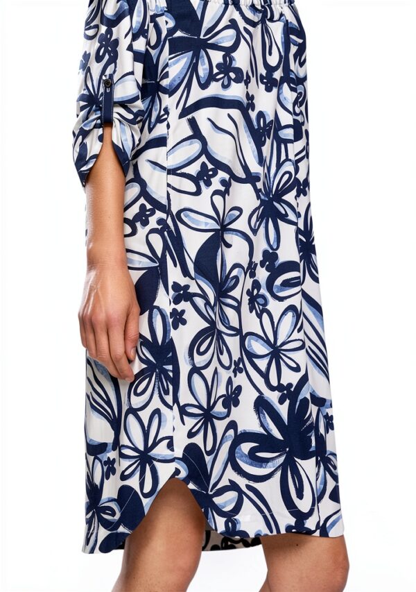 Robe chemisier floral coton femme coupe large manches 3/4-6