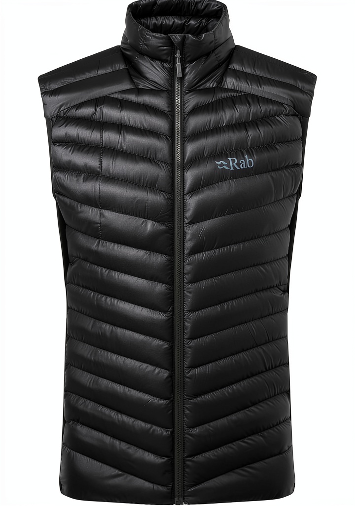 Gilet Rab homme noir porté en randonnée montagne