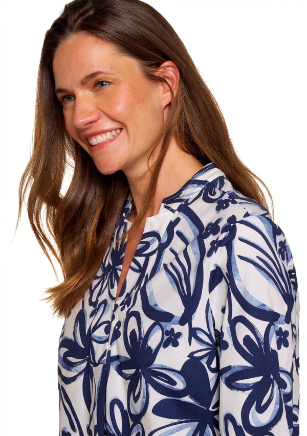 Robe chemisier floral coton femme coupe large manches 3/4-4