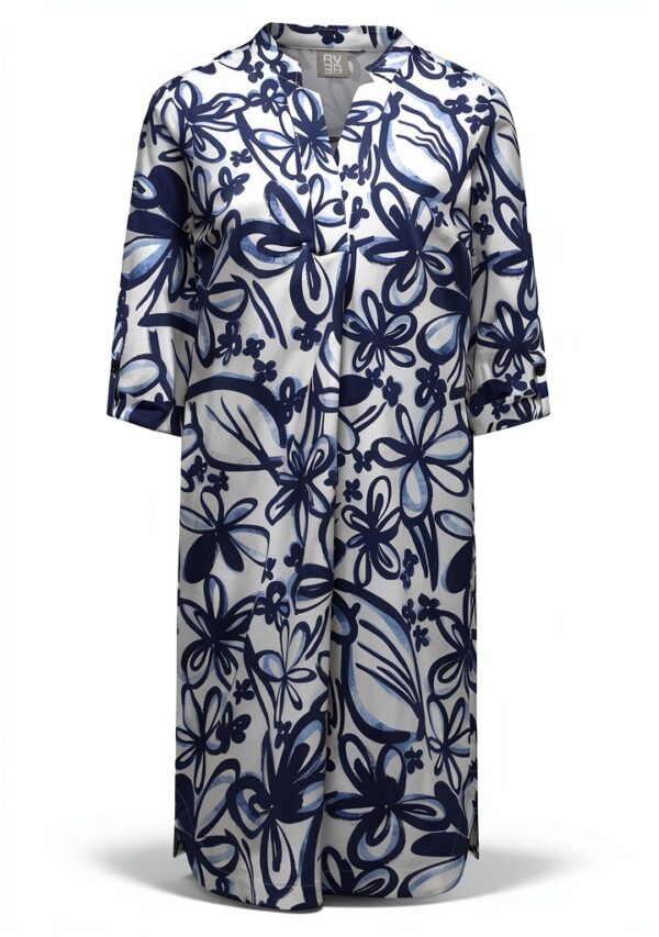 Robe chemisier floral coton femme coupe large manches 3/4-1