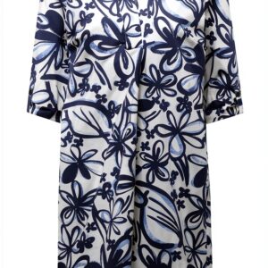 Robe chemisier floral coton femme coupe large manches 3/4-0