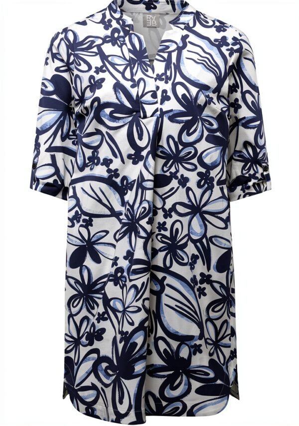 Robe chemisier floral coton femme coupe large manches 3/4-0